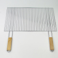 chrome grill basket with wooden handle