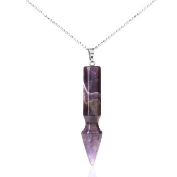 Natural Gemstone Cone Pendant Necklace Healing Crystal Quartz Reiki Chakra Gem Stones 18 Inch Women Girls Men Birthday Gifts