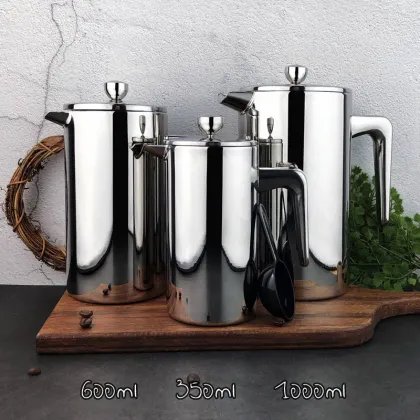 ROKENE Stainless Steel French Press Coffee Percolators Coffee Maker Double Walled Construction Coffee Press 3 Pieces Gifts