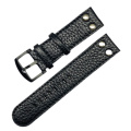 Lychee Texture Men's Leather Watch Strap With Rivets