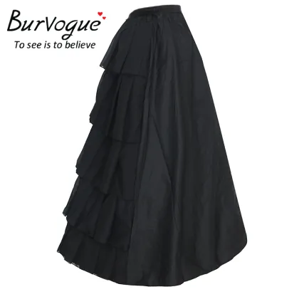Burvogue Victorian Style Black Gothic Long Steampunk Corset Skirts Costumes Wholesale