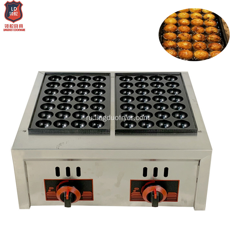 Коммерческое кухонное оборудование из нержавеющей стали Gas Fishball Machine 28 шарики x 2plate