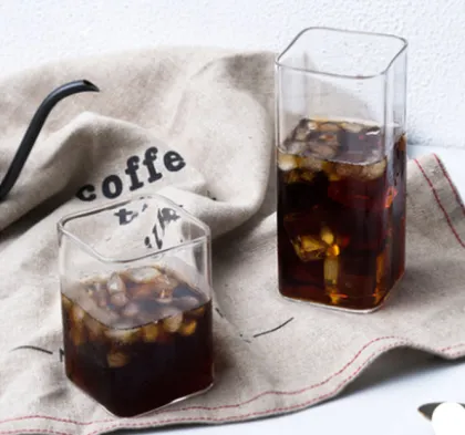 400Ml Square Glass Cup Large Breakfast Milk Cup