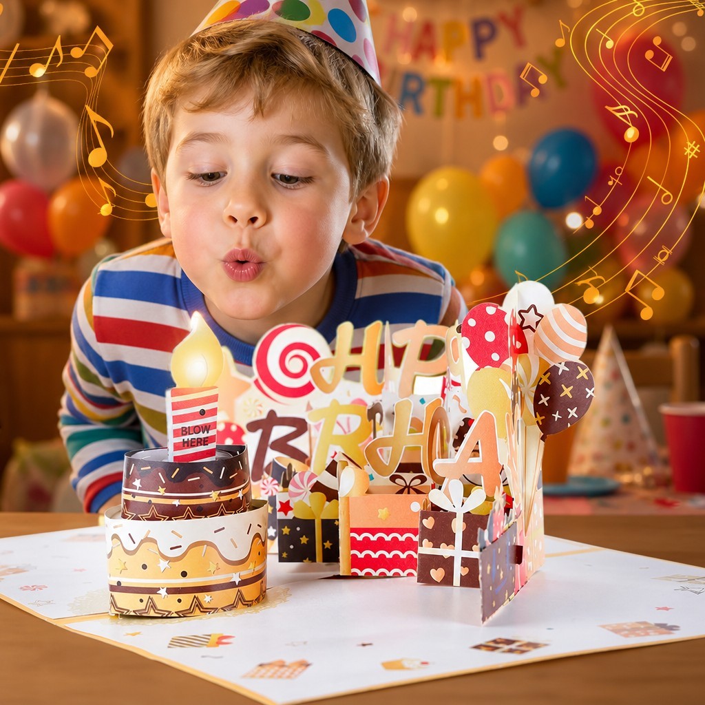 cake and presents musical card