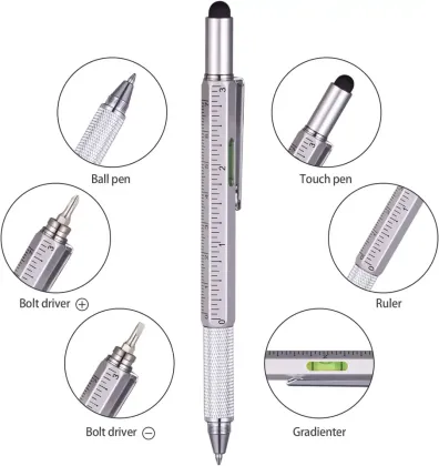 Multifunctional Ruler Stylus Tool Pen Screwdriver Level Metal Pen - Promotional Gift