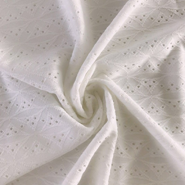 قماش بولي جاكار مطاطي أبيض