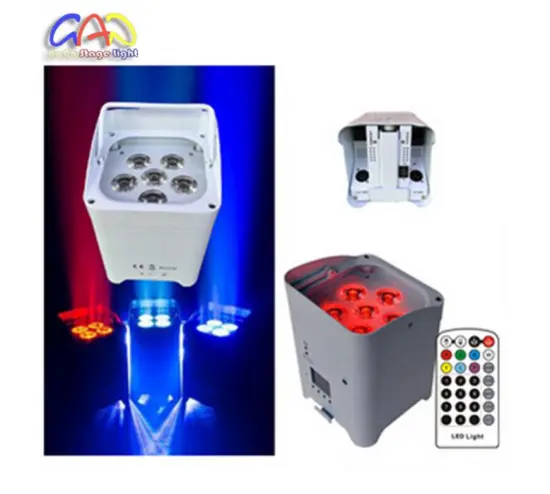 PAR Light Wedding Uplight for 6X18W RGBWA+UV Wireless DMX LED Flat PAR Battery Powered LED PAR