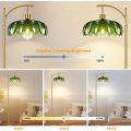 Green glass lampshade adjustable height floor lamp