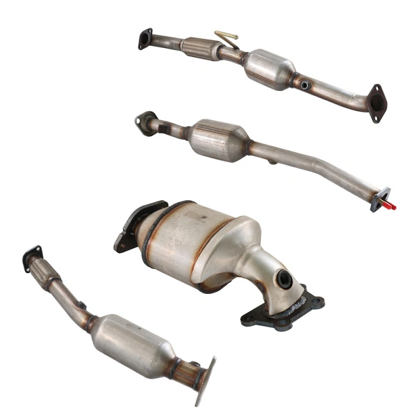 Detailed view of catalytic converter components and geometry