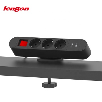 Soket Elektrik Klip Meja Bilik Mesyuarat EU dengan 2 port USB