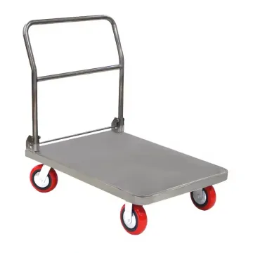 Stainless Steel Flatbed Trolley Mute Trailer Truck Hand Push Cart Household Folding Trolley Pull Cargo Light Car