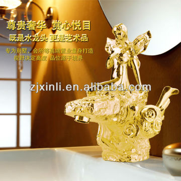 Rubinetto artistico in ottone di alta qualità, rubinetto oro a manico singolo, oggetto best sell