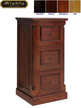 Classic Antique Dark Cherry 3 Drawer File Cabinet