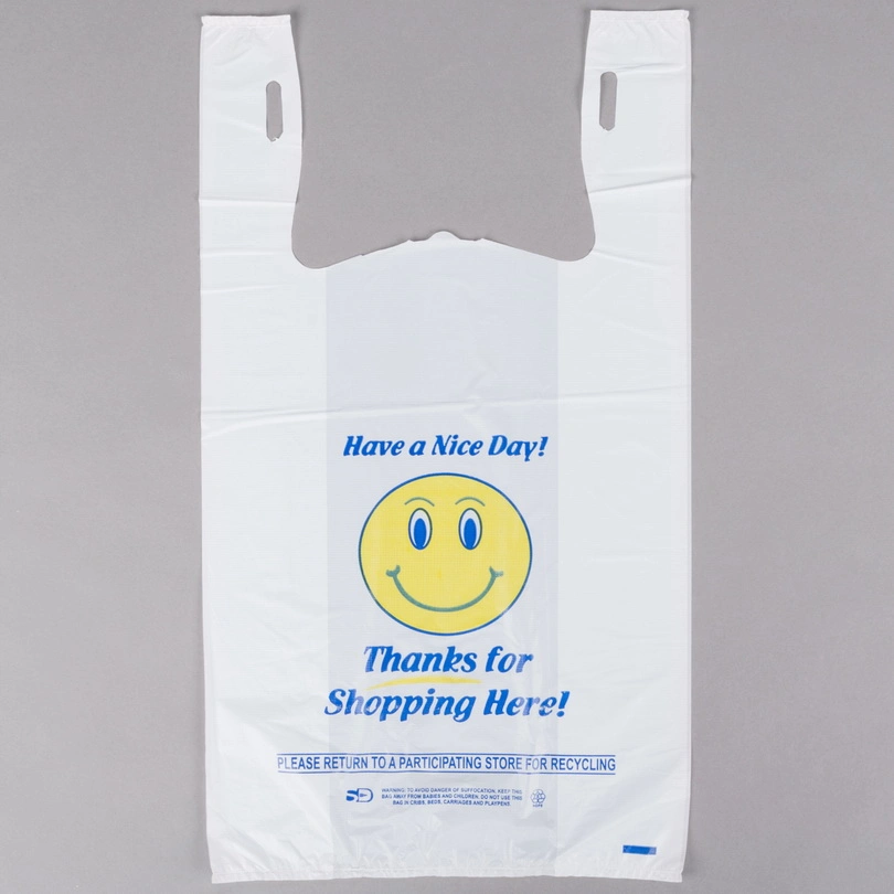 White Color Transparent Plastic Smiley T-Shirt Parcel Packaging Bag with Printing