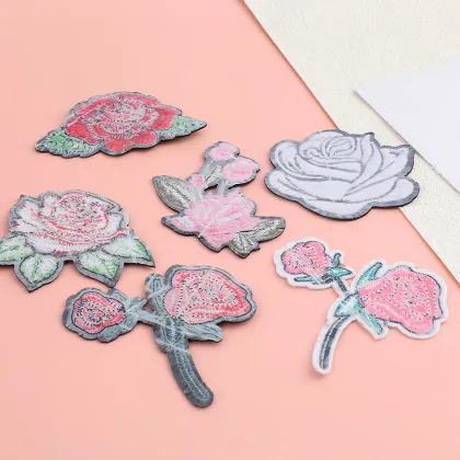Wholesale Multicolor Glam Embroidered Rose Patches