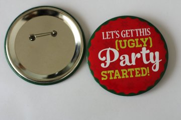 Party Tin Badge Printed Logo