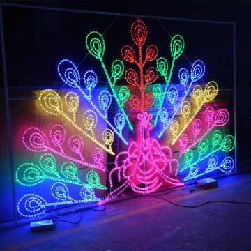 Pretty Outdoor Festival Animal Motif Decoration Led Peacock Figure with String Rope Light