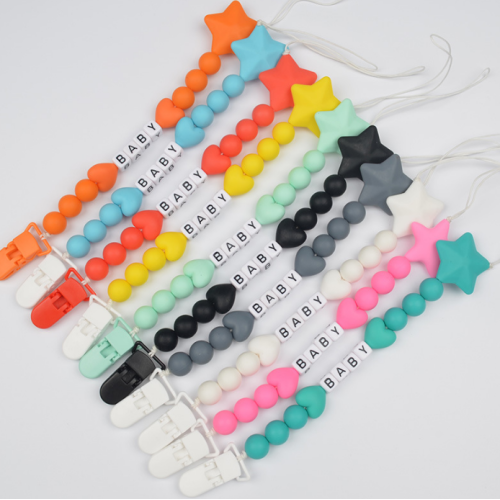 Custom Logo nourrissons Silicone Pacificier Binky Holders Chains