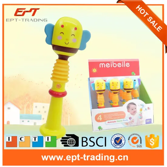 cheep plastic baby rattle toys funny small bee hand bells for kids with whistle