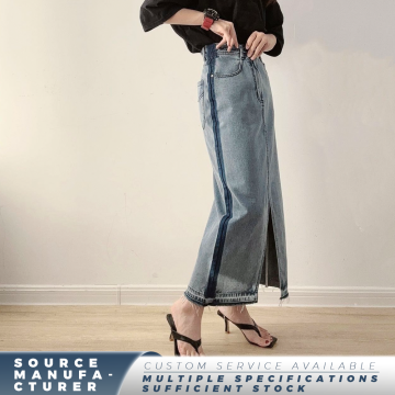 Timeless Women's Denim Skirt with Frayed Hem