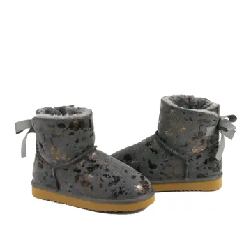 Fashion Winter Warm Cow Suede Leather Kids Boots