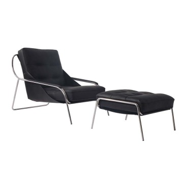 Zanotta Maggiolina Leather Lounge Chair With Ottoman