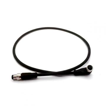 M8 Male to Female Shielded Black Connection Cable