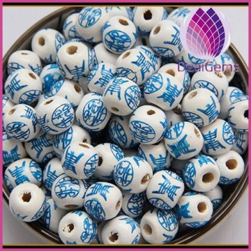 10x12mm pinting wood round beads for diy jewerly