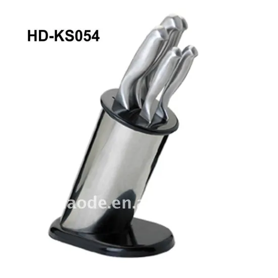 6pcs kitchen knife set with pp and stainless steel block