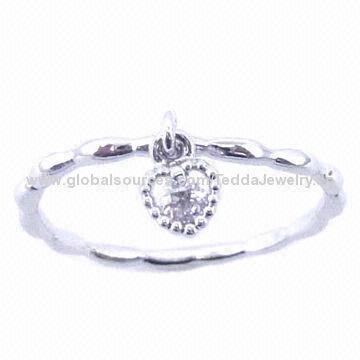 Crystal Rings, Made of Brass and Cubic Zirconia, Small Orders are Welcome