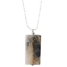 Natural Gemstone Agate Necklace with Silver Chain