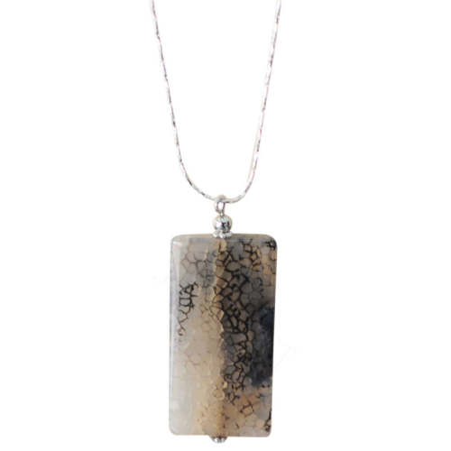 Natural Gemstone Agate Necklace with Silver Chain