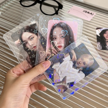 Hard Plastic Star Heart Shape Holographic Card Sleeves for K-Pop Photocards