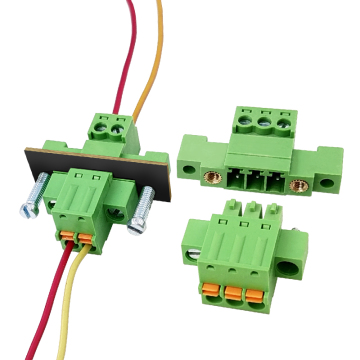 Plug in solderless butt wire to Wire Male and Spring Female Terminal Block Connection with double locking flange pitch 3.81mm