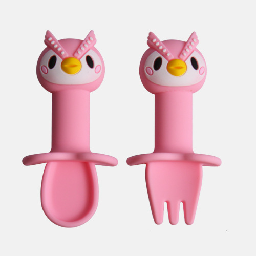 Silicone Owl Fork and Spoon Set untuk Bayi