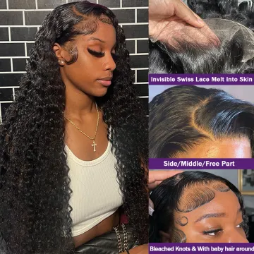 Pre Plucked Lace Front Wig Brazilian Human Hair kinky curly Transparent 13X4 Frontal Lace Human Hair Wig Natural Hairline