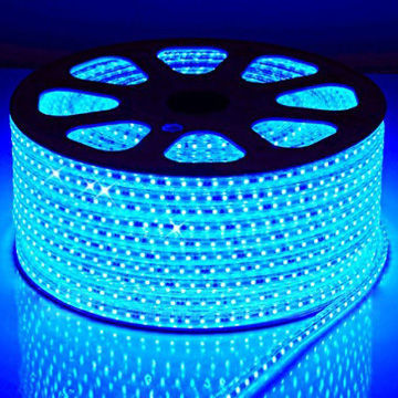 Single-color Blue 5050 Flexible 60pcs/m 220V LED Strip Light, Water Resistant