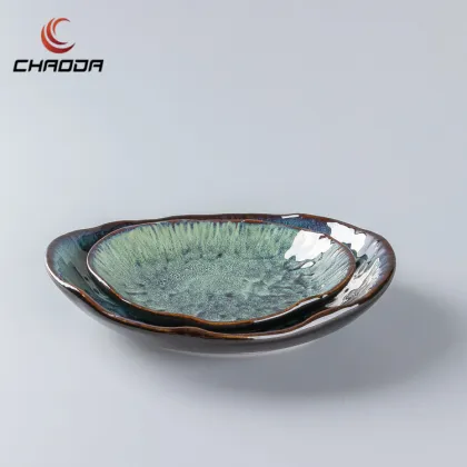 Rustic Ceramic Yuanbao Shaped Fish Plate