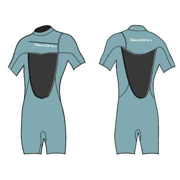 Seaskin clásico de 2 mm cofre zip shorty wetsuit para hombres