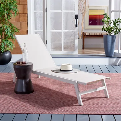 Outdoor Cushioned Rattan Chaise Lounge Chairs