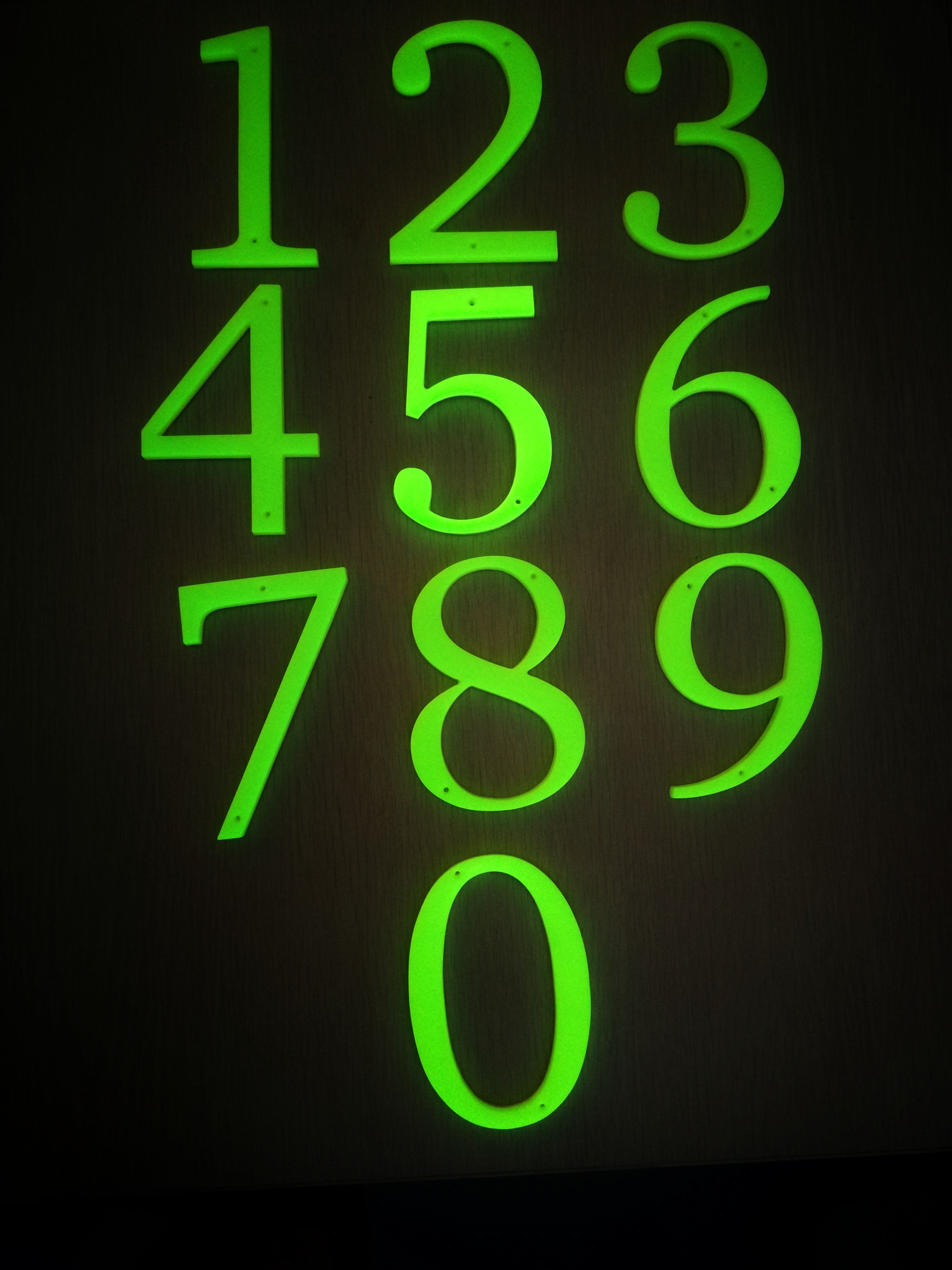 photoluminescent-THREE-DIMENSIONAL NUMBERS-night color