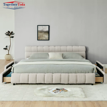Wooden Structure Up-Holstered Bedroom Furniture