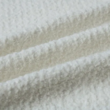 Pure White Wool Polyester Blend Fabric