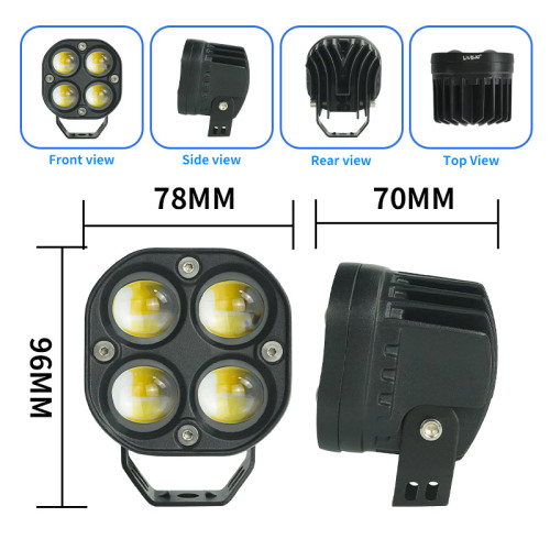 12-80V 4 Lens Front bike Motorcycle LED Spot Light Driving Fog Light