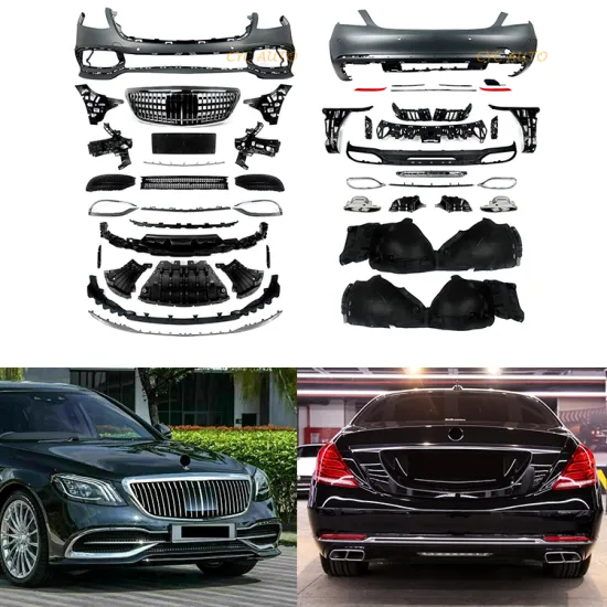 Maybach Bodykit Upgrade for Mercedes Benz S Class W222 (2014-2017) - Front and Rear Bumper with Grille