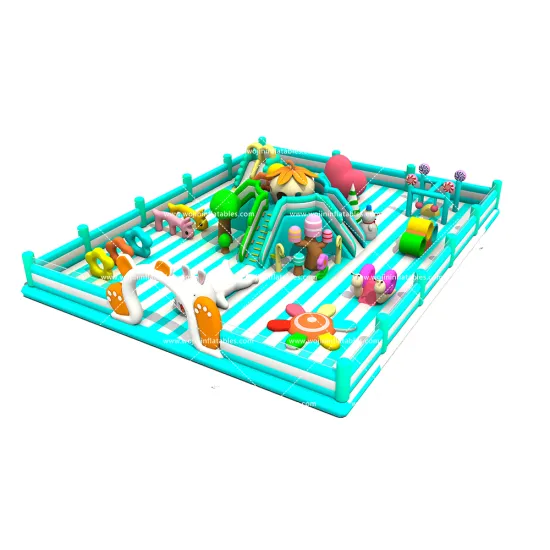 Multicolour Inflatable Bounce Fun City: Outdoor Amusement Park