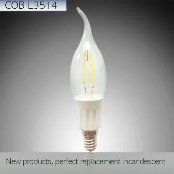 E14 warm white 360 degree 2w filament led lamp candle bulbs