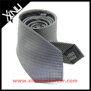 Navy Blue Grid Silk Woven Necktie