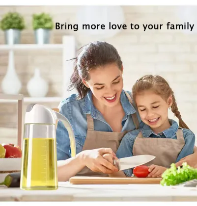 Large capacity oil pot Household oil pot with scale Simple and modern Automatic reflux seasoning pot Glass oil pot