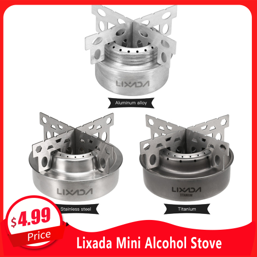 Lixada Outdoor Mini Alcohol Stove Portable Camping Stove with Cross Stand Stove Rack Support Stand for Picnic Cooking Hiking